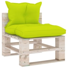 VidaXL Sofa środkowa z palet, z poduszkami, drewno sosnowe