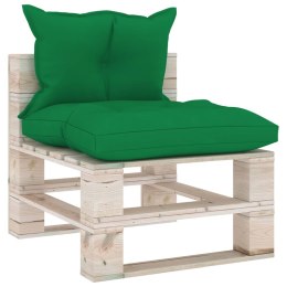 VidaXL Sofa środkowa z palet, z poduszkami, drewno sosnowe