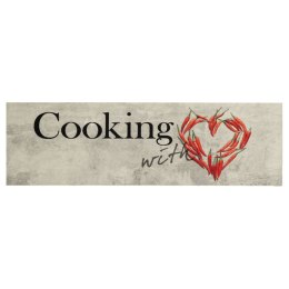 VidaXL Dywanik kuchenny, napis Cooking i papryczki, 60x180 cm, aksamit