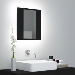 VidaXL Szafka łazienkowa z lustrem i LED, czarna, 40x12x45 cm, akryl