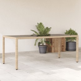 VidaXL Stół ogrodowy ze szklanym blatem, beż, 190x90x75 cm, polirattan