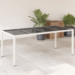 VidaXL Stół ogrodowy ze szklanym blatem, biały 190x90x75 cm, rattan PE