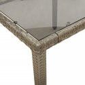 VidaXL Stół ogrodowy ze szklanym blatem, szary, 150x90x75cm, rattan PE