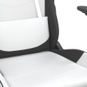 VidaXL Masujący fotel gamingowy, biało-czarny, sztuczna skóra