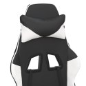 VidaXL Masujący fotel gamingowy, czarno-biały, sztuczna skóra