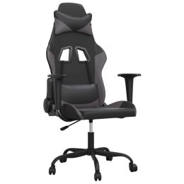 VidaXL Masujący fotel gamingowy, czarno-szary, sztuczna skóra