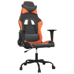 VidaXL Masujący fotel gamingowy, czarno-pomarańczowy, sztuczna skóra