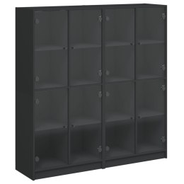 VidaXL Biblioteczka z drzwiczkami, czarna, 136x37x142 cm