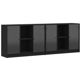 VidaXL Biblioteczka z drzwiczkami, czarna, 204x37x75 cm