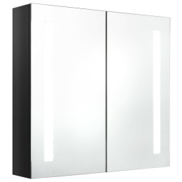 VidaXL Szafka łazienkowa z lustrem i LED, czerń z połyskiem 62x14x60cm