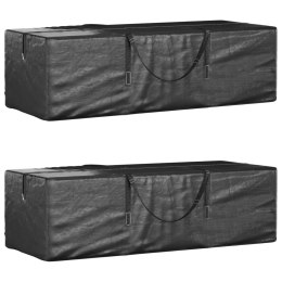 VidaXL Torby na poduszki ogrodowe, 2 szt., czarne, 135x40x55 cm, PE