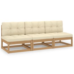 VidaXL 3-osobowa sofa z poduszkami, lite drewno sosnowe