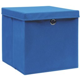 VidaXL Pudełka z pokrywami, 10 szt., niebieskie, 32x32x32 cm, tkanina