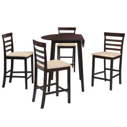 VidaXL Stół barowy i 4 krzesła, lite drewno, ciemnobrązowe