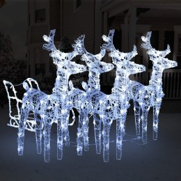 VidaXL Dekoracja świąteczna - renifery z saniami, 240 LED, akrylowa