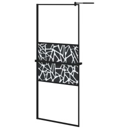 VidaXL Ścianka prysznicowa z półką, czarna, 80x195 cm, ESG i aluminium