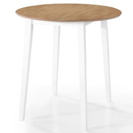 VidaXL Stół barowy i 2 krzesła, lite drewno, kolor naturalny i biały