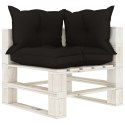 VidaXL Ogrodowa sofa 4-osobowa z palet, z czarnymi poduszkami, drewno