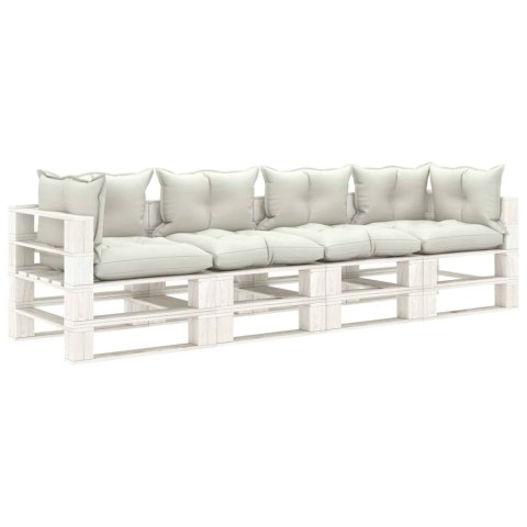 VidaXL Ogrodowa sofa 4-osobowa z palet, z beżowymi poduszkami