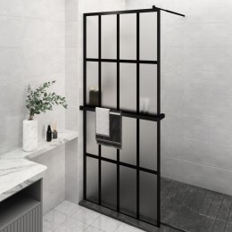VidaXL Ścianka prysznicowa z półką, czarna, 100x195 cm ESG i aluminium