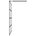 VidaXL Ścianka prysznicowa z półką, czarna, 80x195 cm, ESG i aluminium