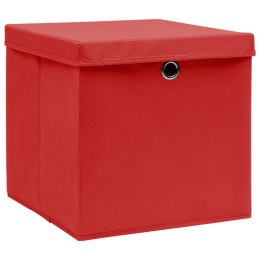 VidaXL Pudełka z pokrywami, 4 szt., czerwone, 32x32x32 cm, tkanina