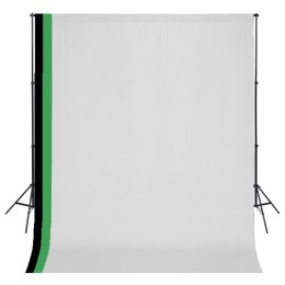 VidaXL Zestaw fotograficzny z 3 tłami z bawełny i ramą, 3 x 3 m