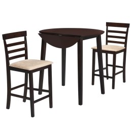 VidaXL Stół i krzesła barowe, lite drewno, ciemnobrązowe