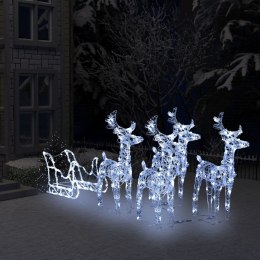 VidaXL Świąteczna dekoracja: renifery z saniami, 280x28x55 cm, akryl