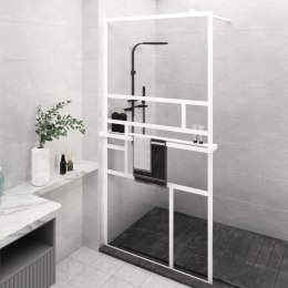 VidaXL Ścianka prysznicowa z półką, biała, 100x195 cm, ESG i aluminium