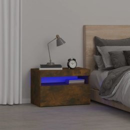 VidaXL Szafka nocna z oświetleniem LED, przydymiony dąb, 60x35x40 cm