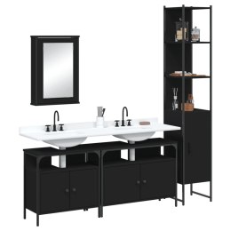 VidaXL 4-cz zestaw mebli łazienkowych, czarny, materiał drewnopochodny