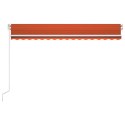 VidaXL Ręcznie zwijana markiza z LED, 400x350 cm, pomarańczowo-brązowa