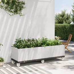 VidaXL Donica ogrodowa na kółkach, biała, 160x50x54 cm, PP
