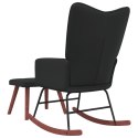 VidaXL Fotel bujany z podnóżkiem, czarny, aksamit i PVC