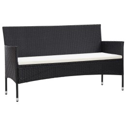 VidaXL 3-osobowa sofa ogrodowa z poduszkami, czarna, polirattan