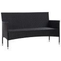 VidaXL 3-osobowa sofa ogrodowa z poduszkami, czarna, polirattan