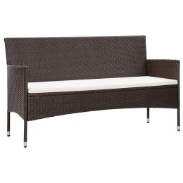 VidaXL 3-osobowa sofa ogrodowa z poduszkami, brązowa, polirattan