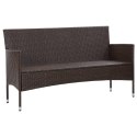 VidaXL 3-osobowa sofa ogrodowa z poduszkami, brązowa, polirattan