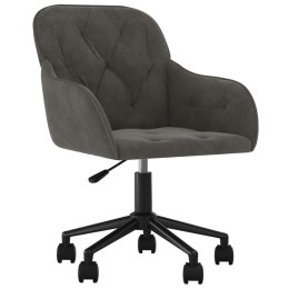 VidaXL Obrotowe krzesło biurowe, ciemnoszare, tapicerowane aksamitem