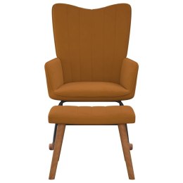 VidaXL Fotel bujany z podnóżkiem, brązowy, obity aksamitem
