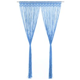 VidaXL Zasłona z makramy, niebieska, 140 x 240 cm, bawełna