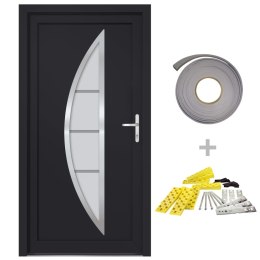VidaXL Drzwi wejściowe, antracytowe, 108x208 cm, PVC