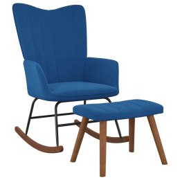 VidaXL Fotel bujany z podnóżkiem, niebieski, obity aksamitem