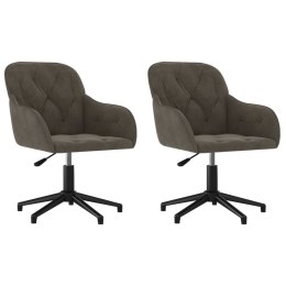 VidaXL Obrotowe krzesła stołowe, 2 szt., ciemnoszare, aksamitne