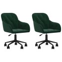 VidaXL Obrotowe krzesła stołowe, 2 szt., ciemnozielone, aksamitne