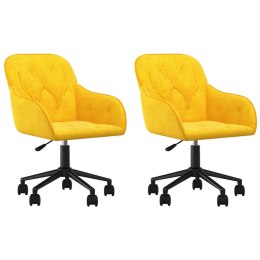 VidaXL Obrotowe krzesła stołowe, 2 szt., żółte, aksamitne