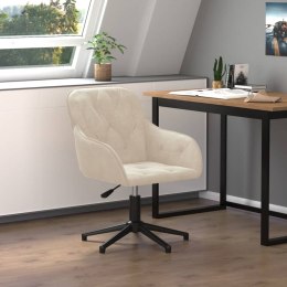 VidaXL Obrotowe krzesło biurowe, kremowe, tapicerowane aksamitem