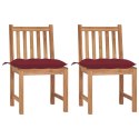 VidaXL Krzesła ogrodowe z poduszkami, 2 szt., lite drewno tekowe
