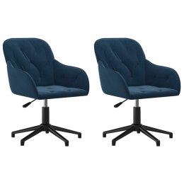 VidaXL Obrotowe krzesła stołowe, 2 szt., niebieskie, aksamitne